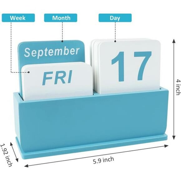 Wooden Desk Calendar Perpetual Daily Flip Display Farmhouse Office Decor Gift - Picture 3 of 8